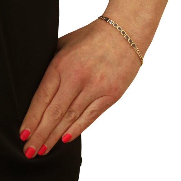 Yellow Gold Iolite Eight-Stone Bracelet 7 1/4" - 14k Emerald 1.28ctw Adjustable - Picture 2 of 5